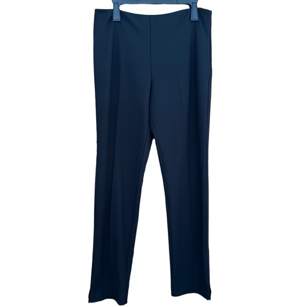 PREMISE black flat front side zip Ponte knit pants size 12.